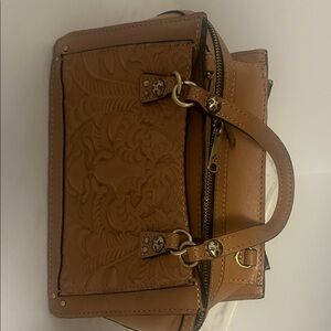 Patricia Nash Tan Embossed Satchel